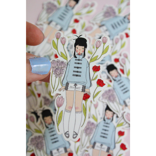 A Fashionista in Bloom Sticker